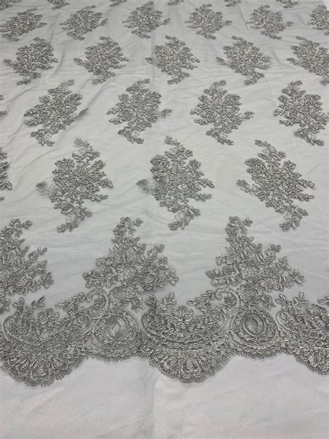 Metallic Silver Lace Fabric 